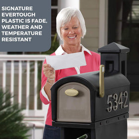 Step2 MailMaster Hudson mailbox front close-up demonstrates secure magnetic closure.