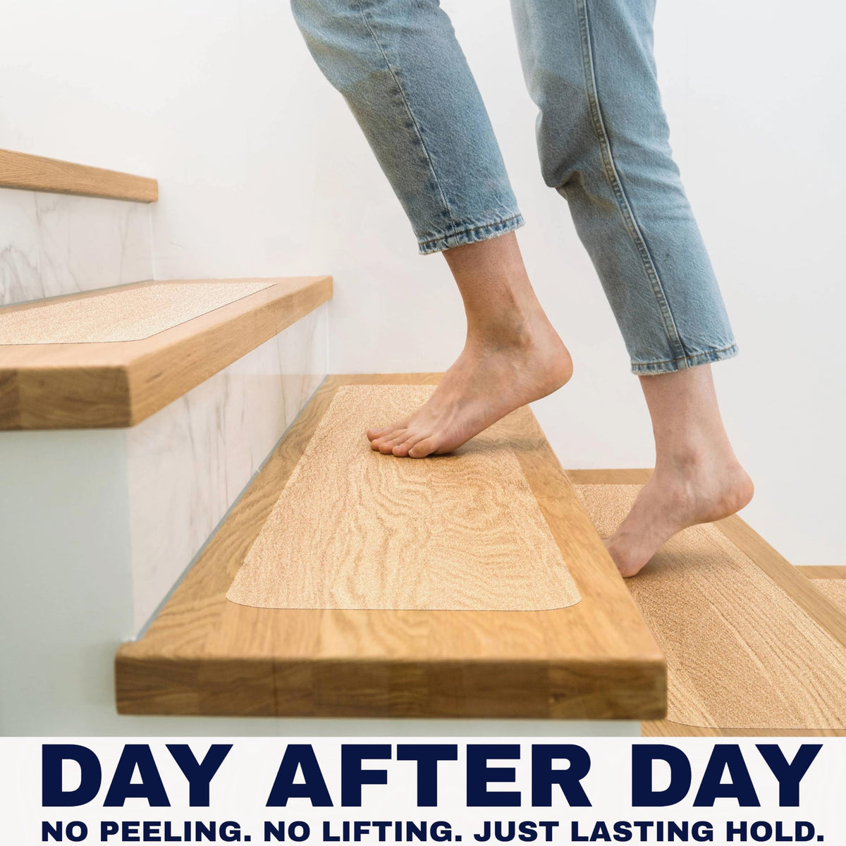 STEPCORE peel-stick installation with roller for quick stair safety