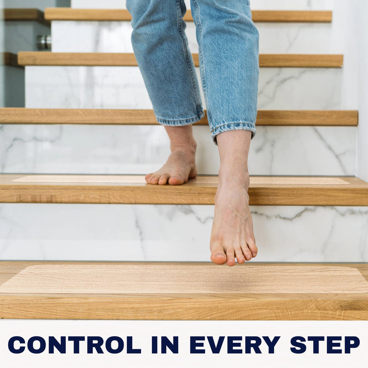 STEPCORE dog and kid friendly stair traction on wooden steps