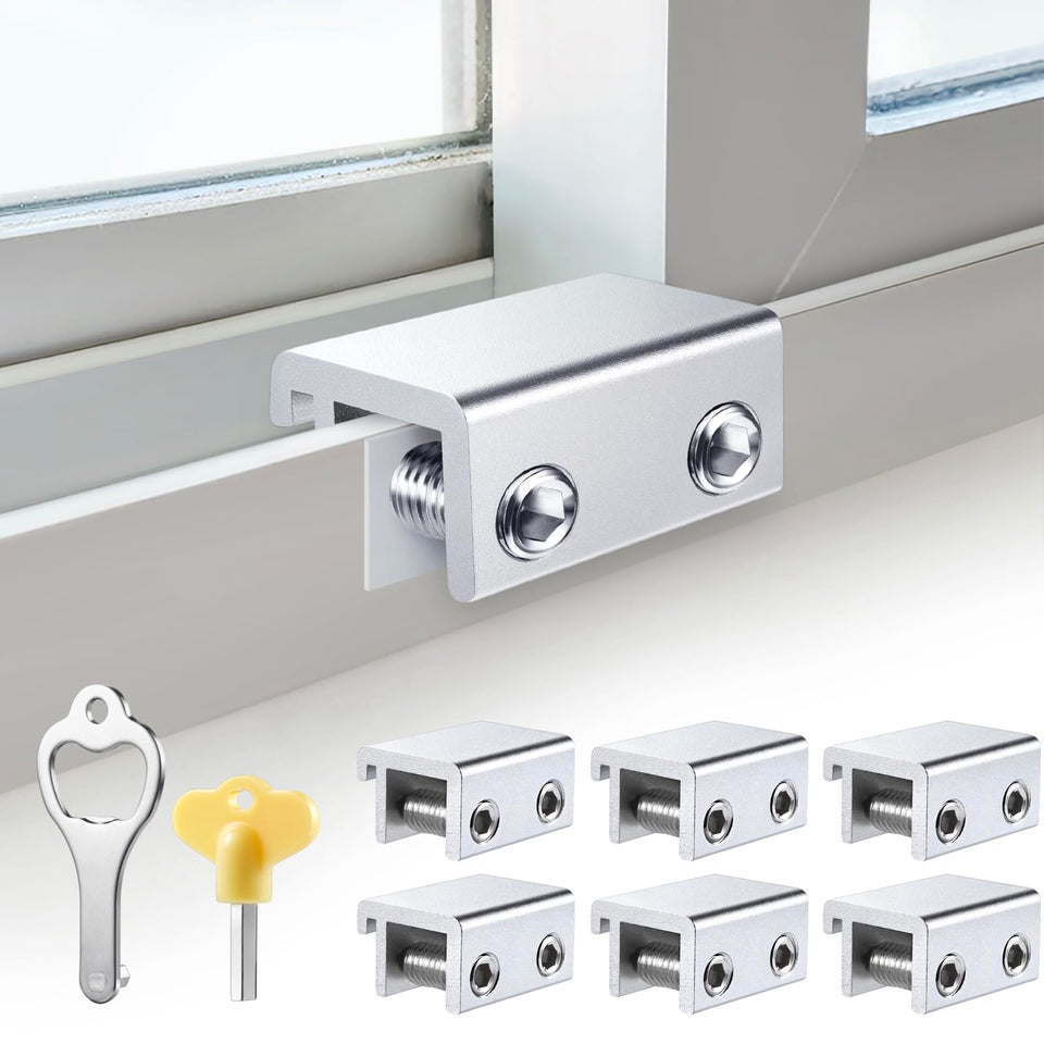 STERGDE Sliding Window Locks 6-sets front view demonstrating durable aluminum construction for enhanced security.