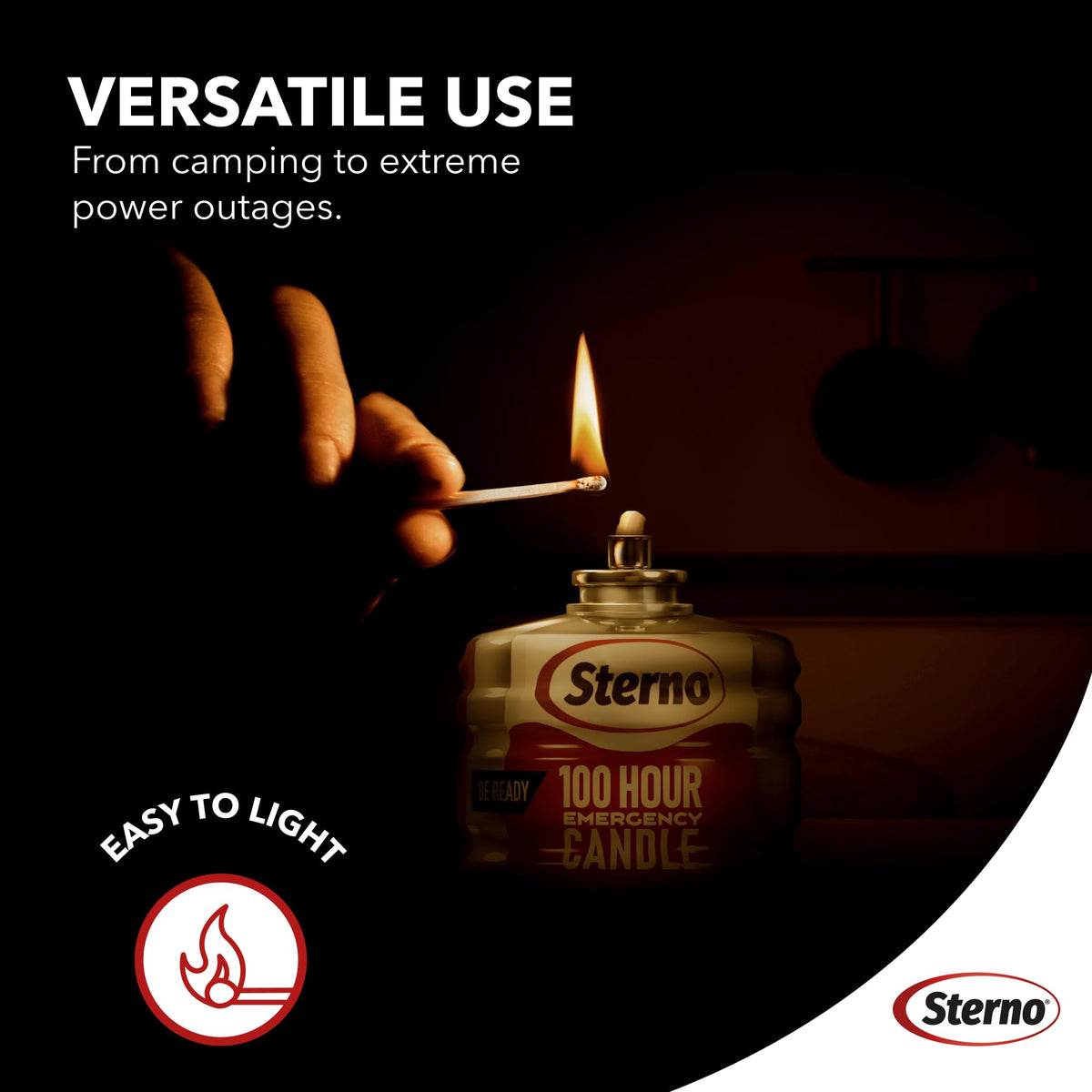 Sterno candle in a durable plastic container for safe handling.