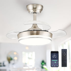 STERREN 30-Inch retractable ceiling fan front view: space-saving design for small rooms.