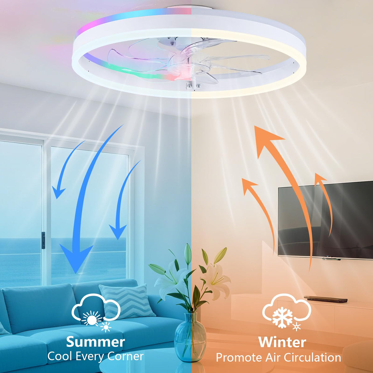 STERREN RGB color cycle provides vibrant hues for movie nights or celebrations.
