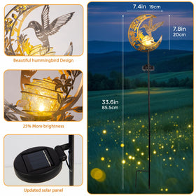 STF ShangTianFeng solar hummingbird moon light decorates patio with charming night-time ambiance.