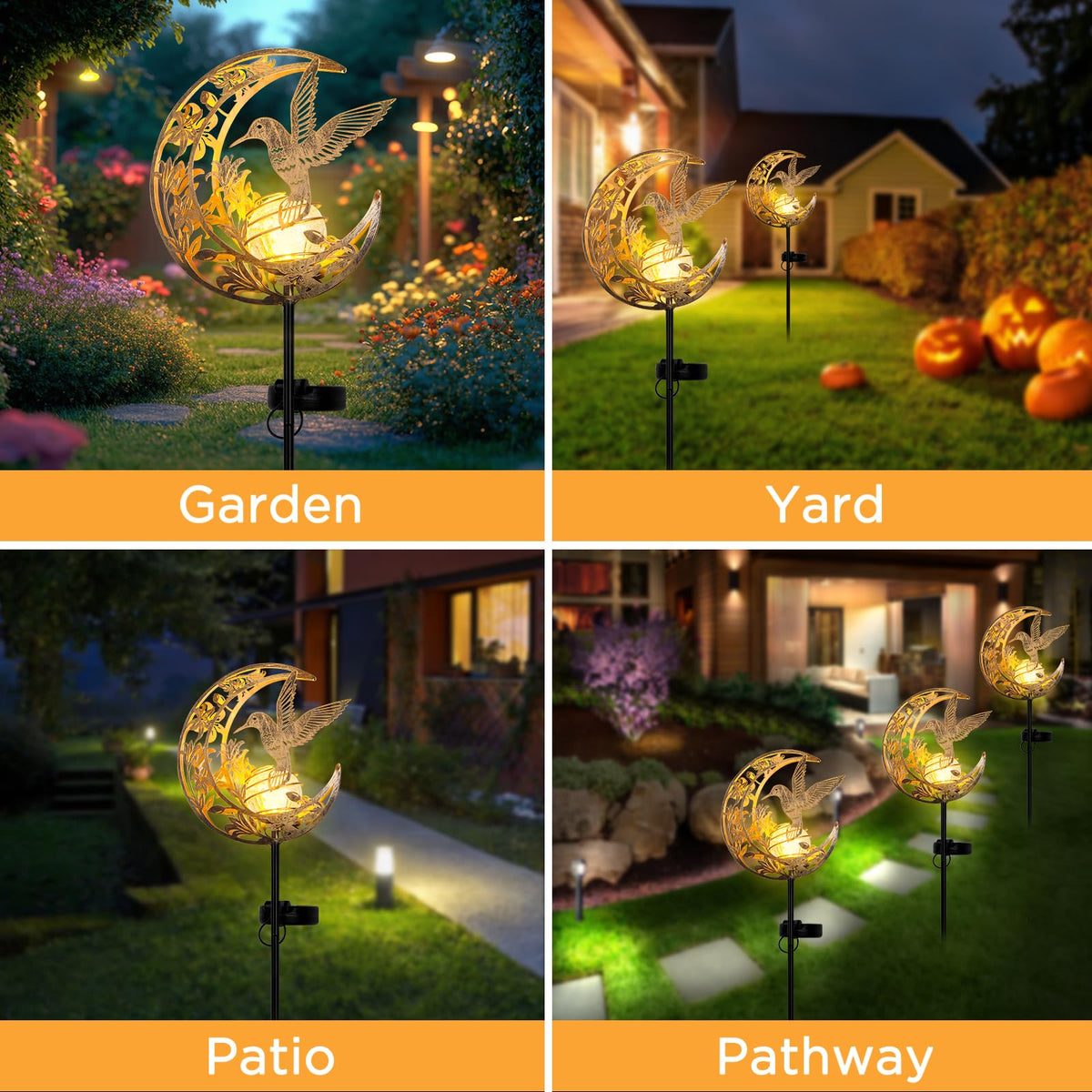 STF ShangTianFeng solar hummingbird moon light installs easily with ground stakes for garden use.