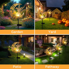 STF ShangTianFeng solar hummingbird moon light installs easily with ground stakes for garden use.