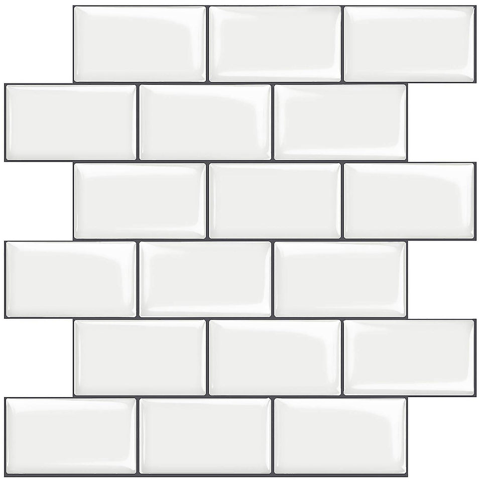 STICKGOO 10-sheet white subway tiles peel and stick for a quick kitchen backsplash upgrade.