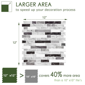 STICKGOO 12x12 inch tiles cover more area for quicker installations.
