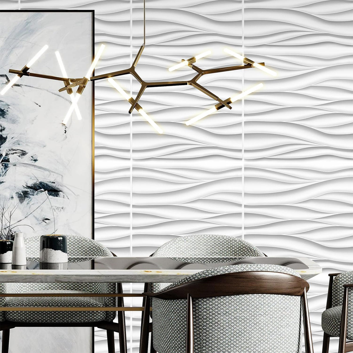 STICKGOO accent-wall in living room adds depth and texture.