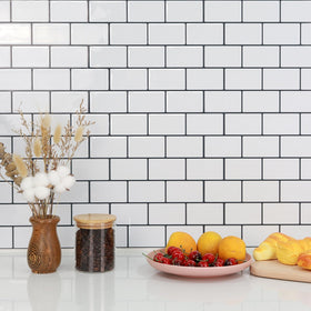 STICKGOO backsplash tiles close-up demonstrates easy peel-and-stick installation