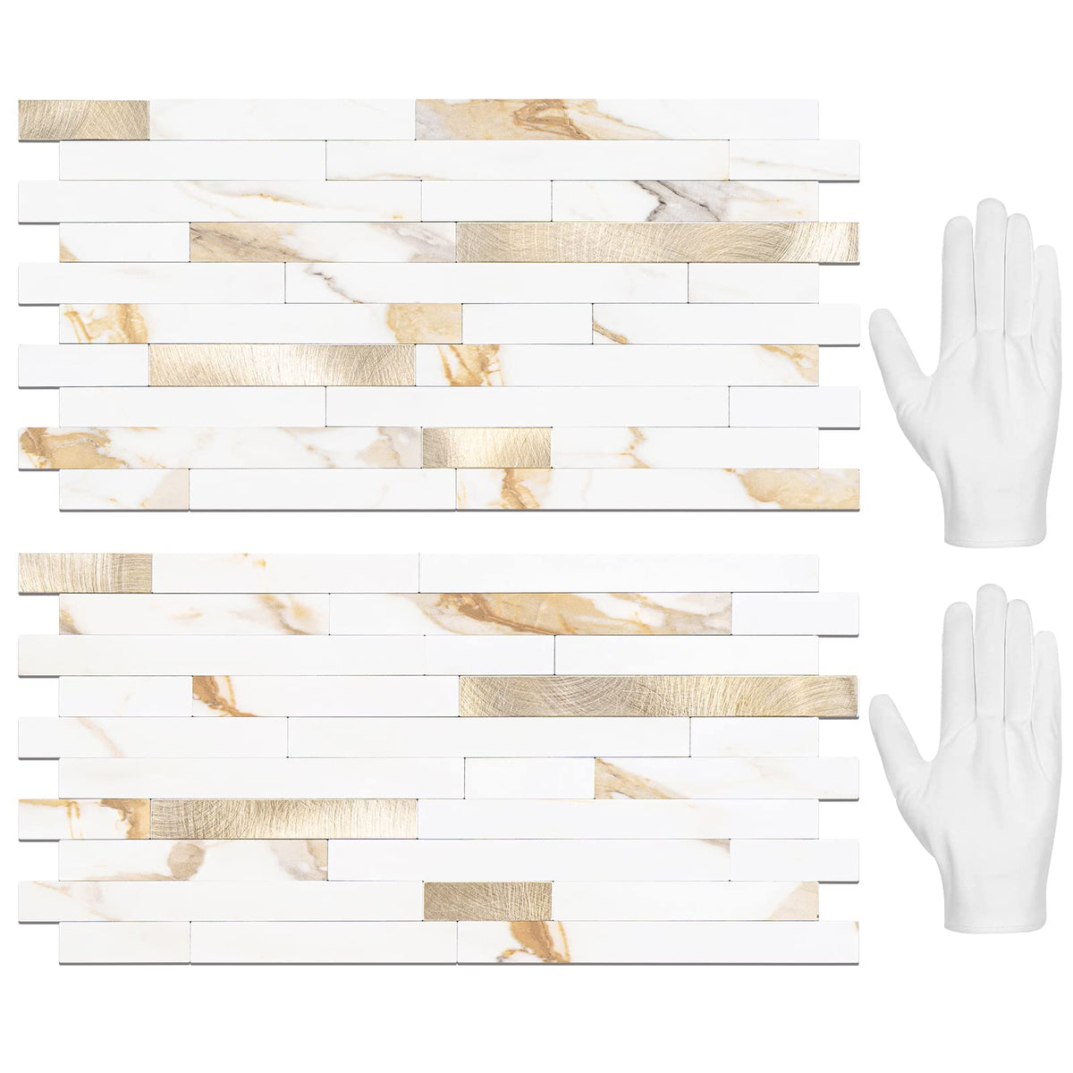 STICKGOO Calacatta Gold marble look tiles interlock for easy installation