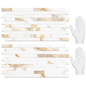 STICKGOO Calacatta Gold marble look tiles interlock for easy installation