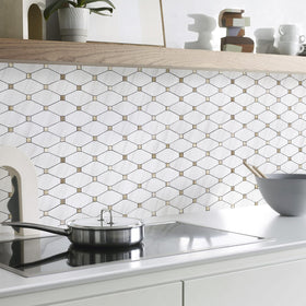 Bathroom wall upgrade using STICKGOO Dolomite mosaic for marble-inspired elegance.
