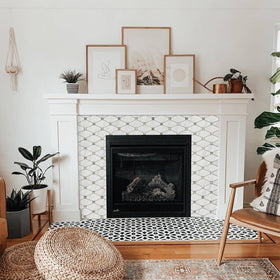 Modern pattern of STICKGOO Dolomite mosaic adds contemporary luxury.