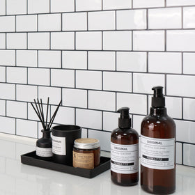 STICKGOO white subway tile kit on wall highlights waterproof feature for kitchens and baths