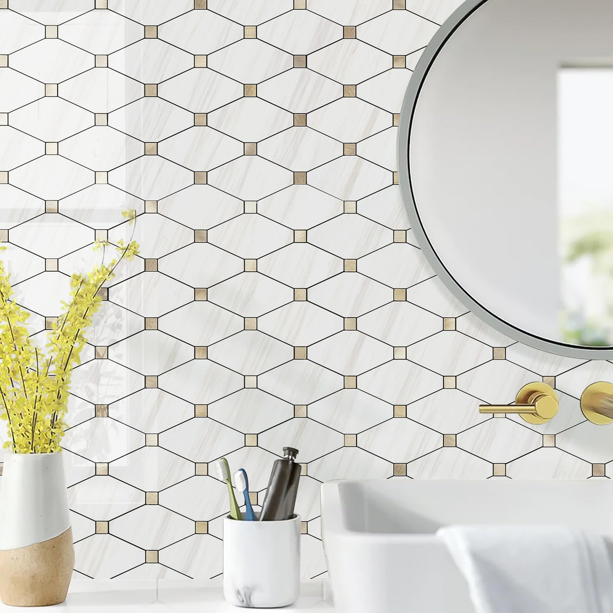 StickGOO kitchen island wall backsplash creates chic focal point