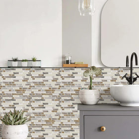 STICKGOO tiles with strong adhesive back secured on wall surface.