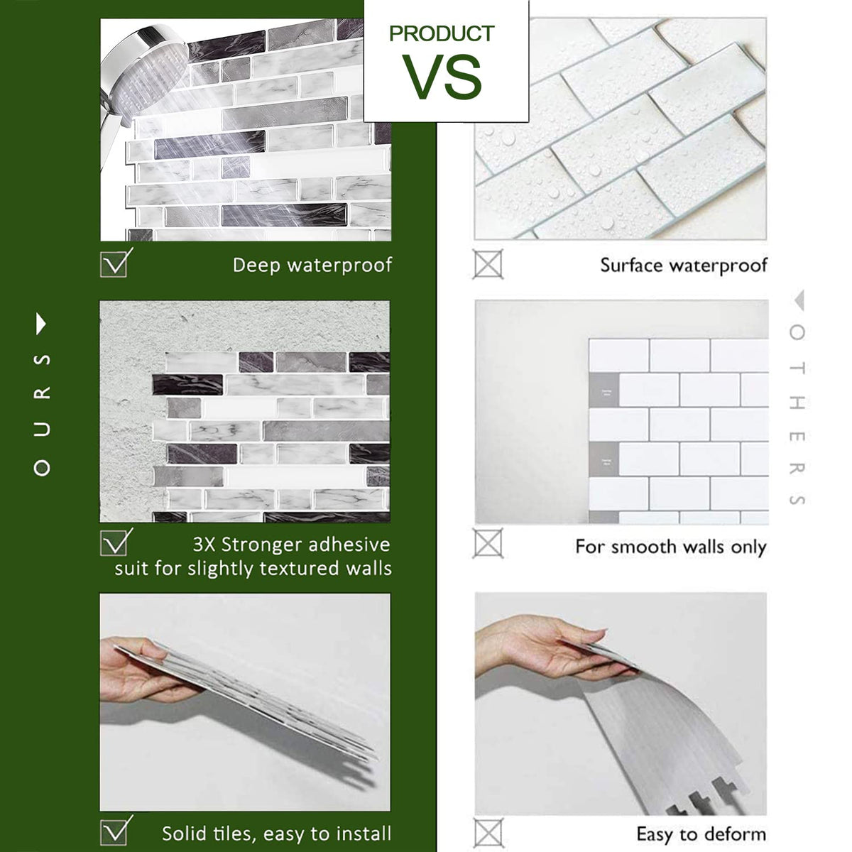 STICKGOO thick tiles deliver a solid texture for premium feel.