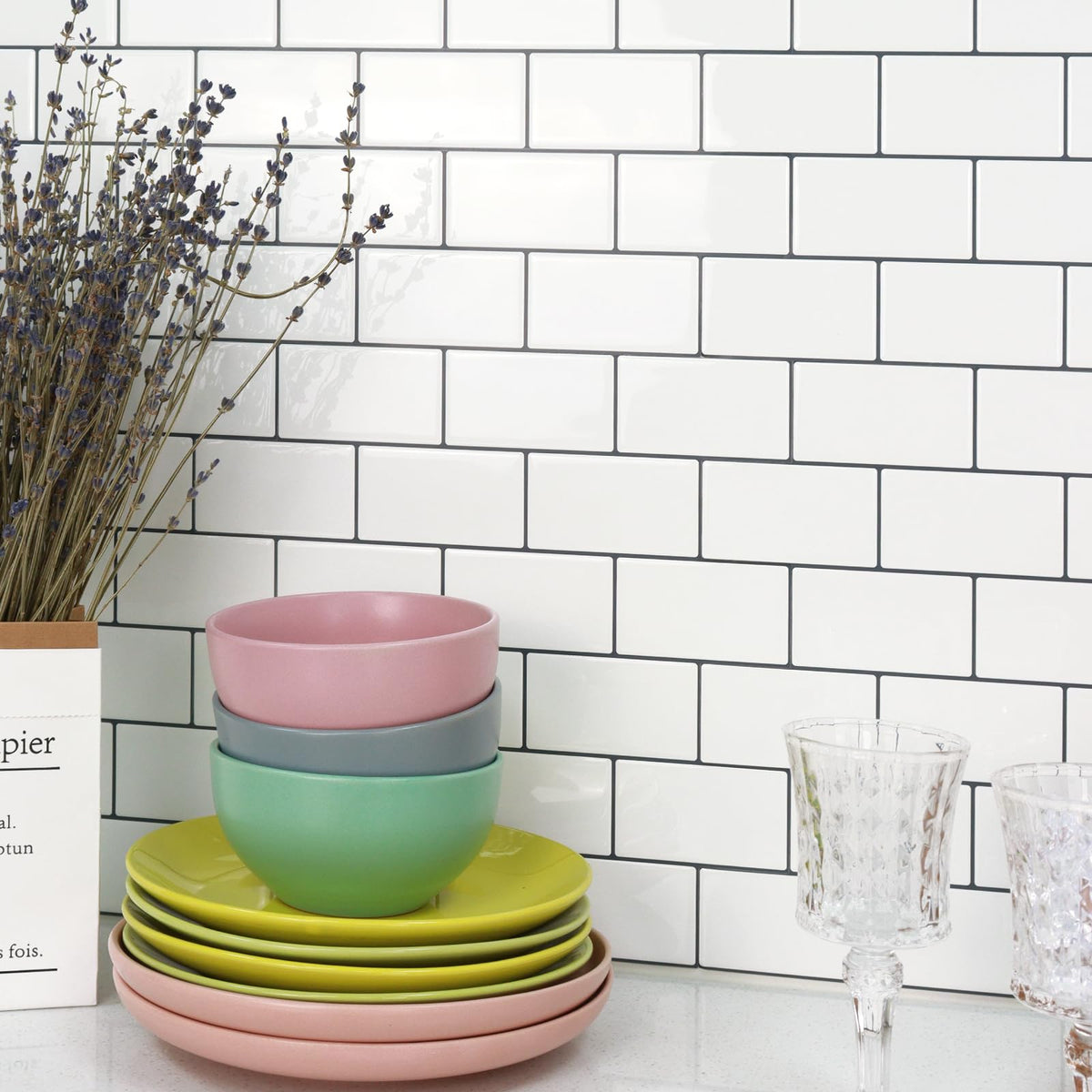 STICKGOO thick tiles 2mm thick provide a solid, durable look without grout.