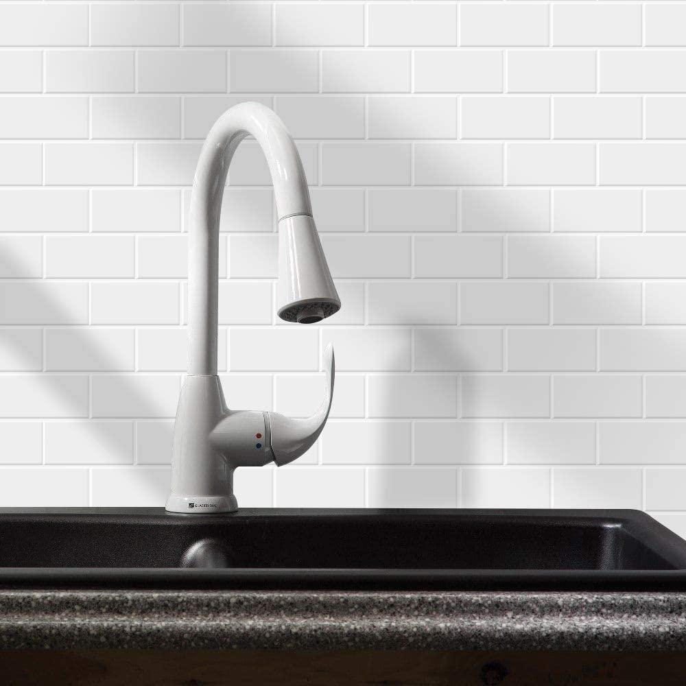 STICKGOO thicker backsplash tile interlock edges showing seamless installation.