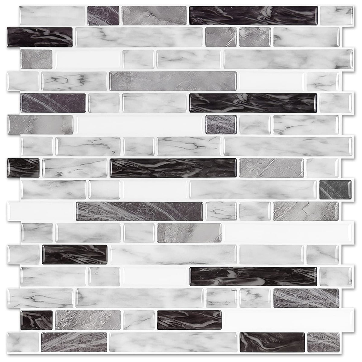 STICKGOO thicker-design peel and stick tiles provide a durable Carrara Grey kitchen backsplash.