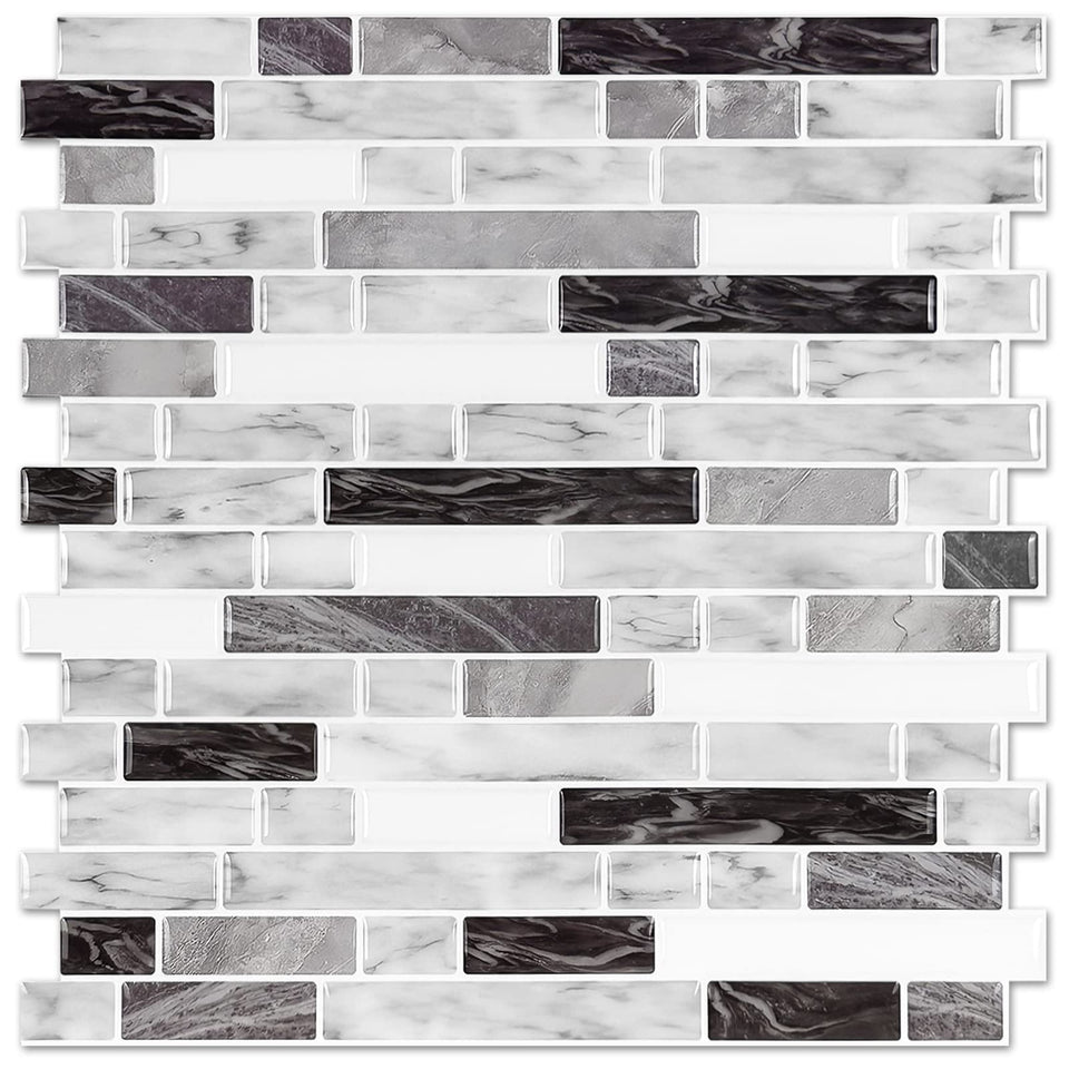 STICKGOO thicker-design peel and stick tiles provide a durable Carrara Grey kitchen backsplash.