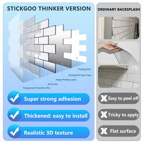 STICKGOO thicker-design tiles emphasize durability and a solid feel in busy kitchens