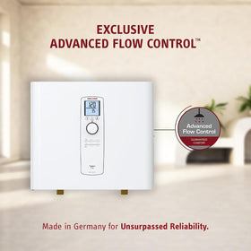 On-demand hot water during showers, demonstrating continuous heating
