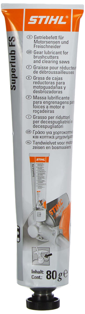 Stihl gear lubricant 80 g bottle for smooth operation and reduced wear.