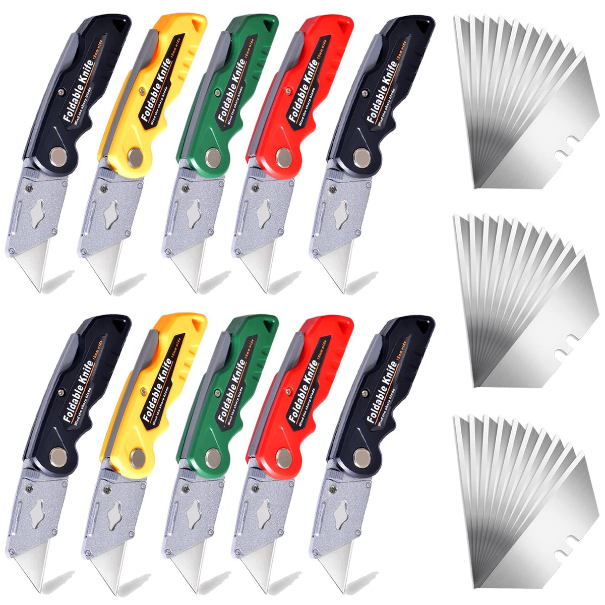 STINO 10-pack heavy duty folding box cutter set for precise cuts.