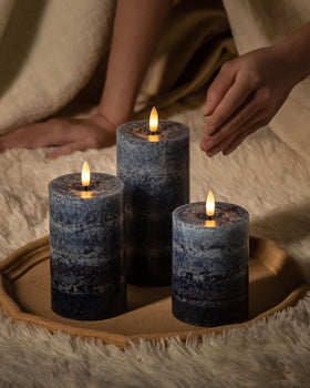 Stmarry gradient navy blue flameless candles remote control for easy operation