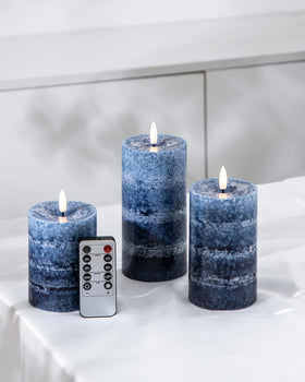 Stmarry gradient navy blue flameless candles side view for ambient light