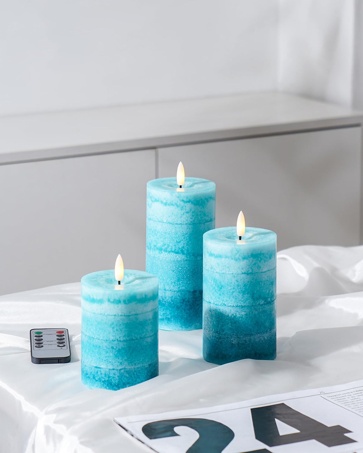 Stmarry gradient teal candles creating soft mood lighting for evenings