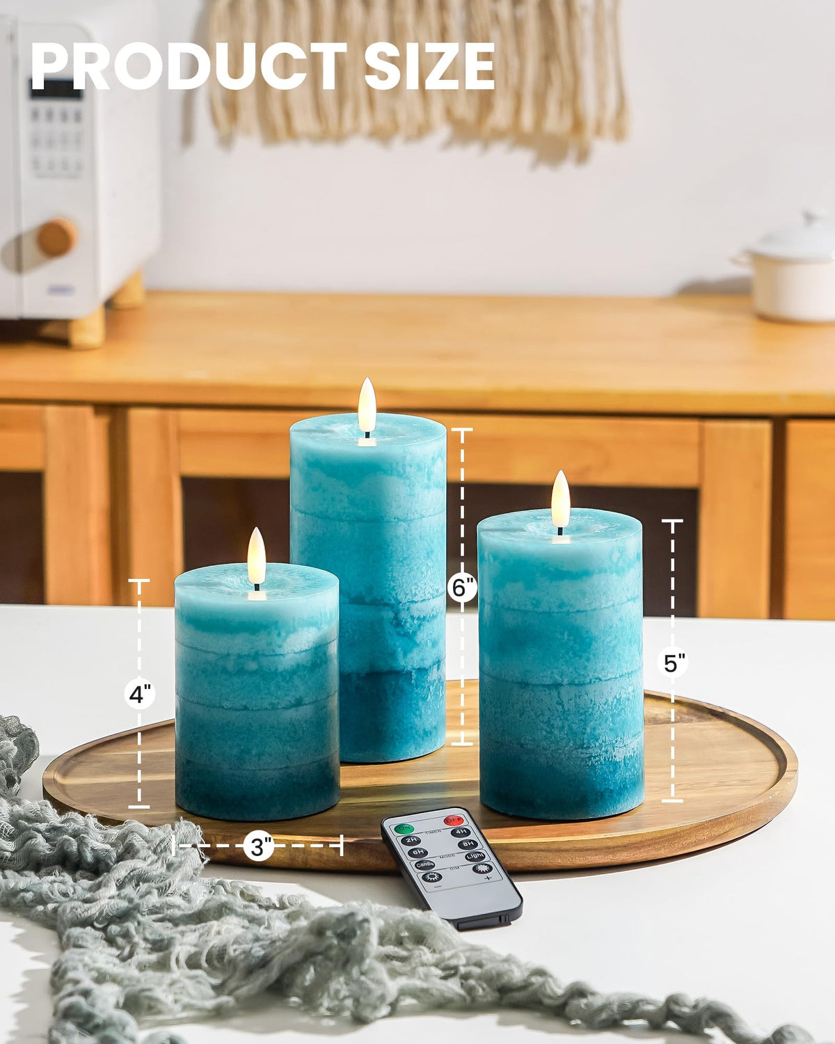 Stmarry three-piece candle set with dimensions 4in, 5in, 6in