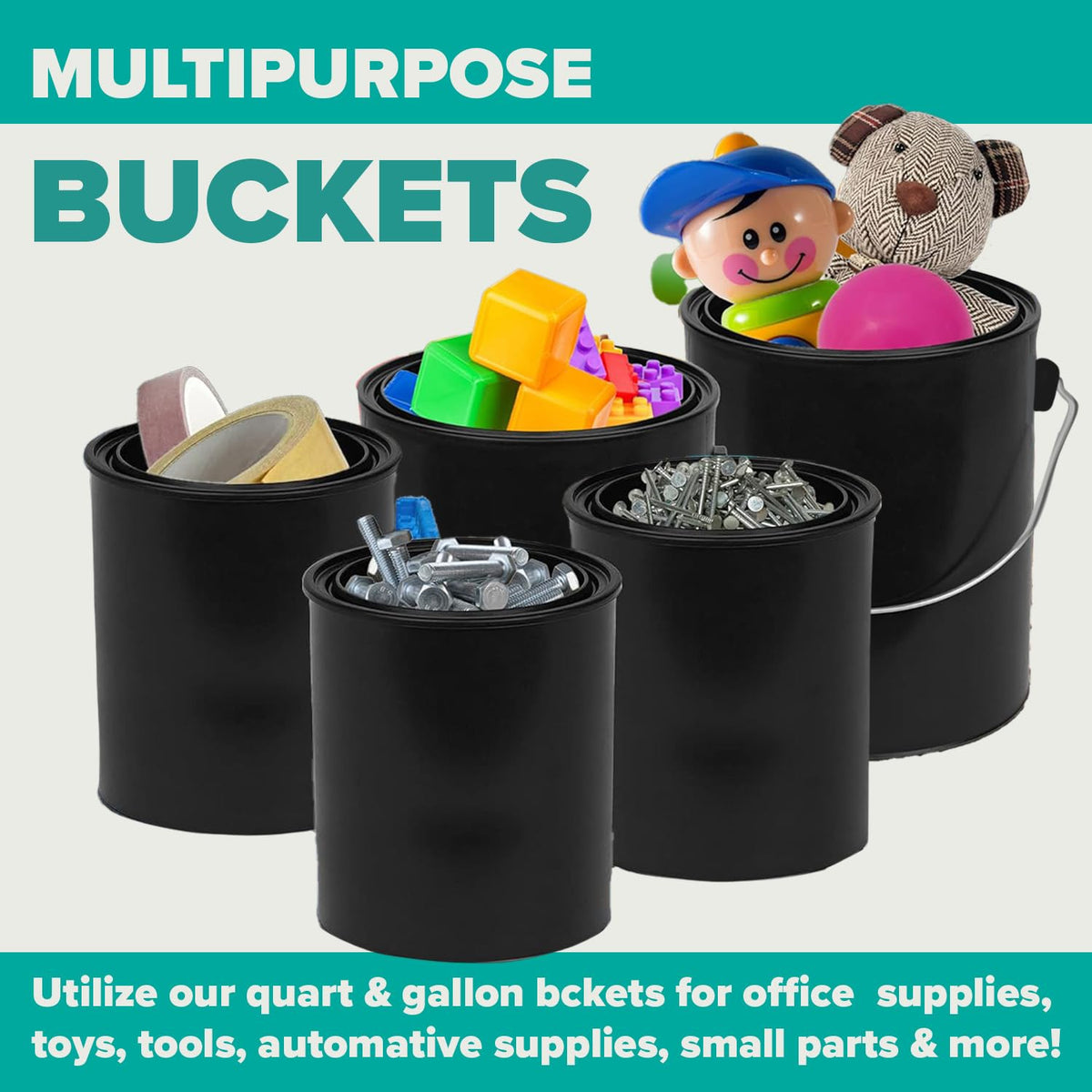 Stock Your Home 1gal paint bucket with lid for large projects and easy storage.