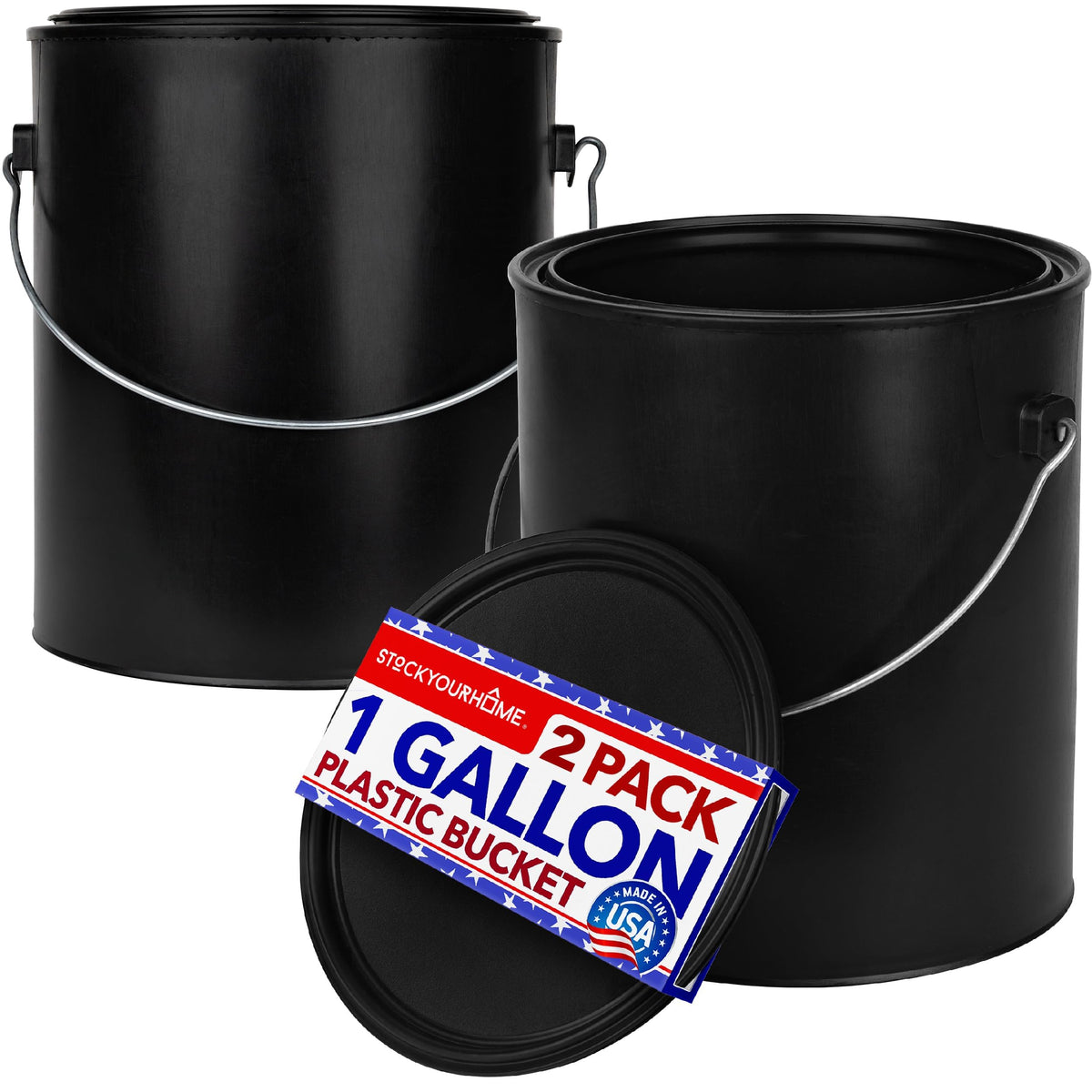 Stock Your Home all-plastic paint can two-pack with gallon buckets for water-based paints.