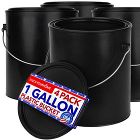 Stock Your Home all-plastic paint can with airtight lid for leak-free storage.