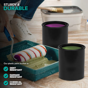 Stock Your Home dent- and chemical-resistant container protects paints during storage.