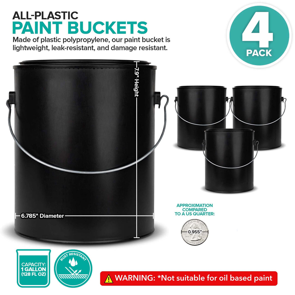 Stock Your Home gallon paint bucket with bail handle for easy transport.