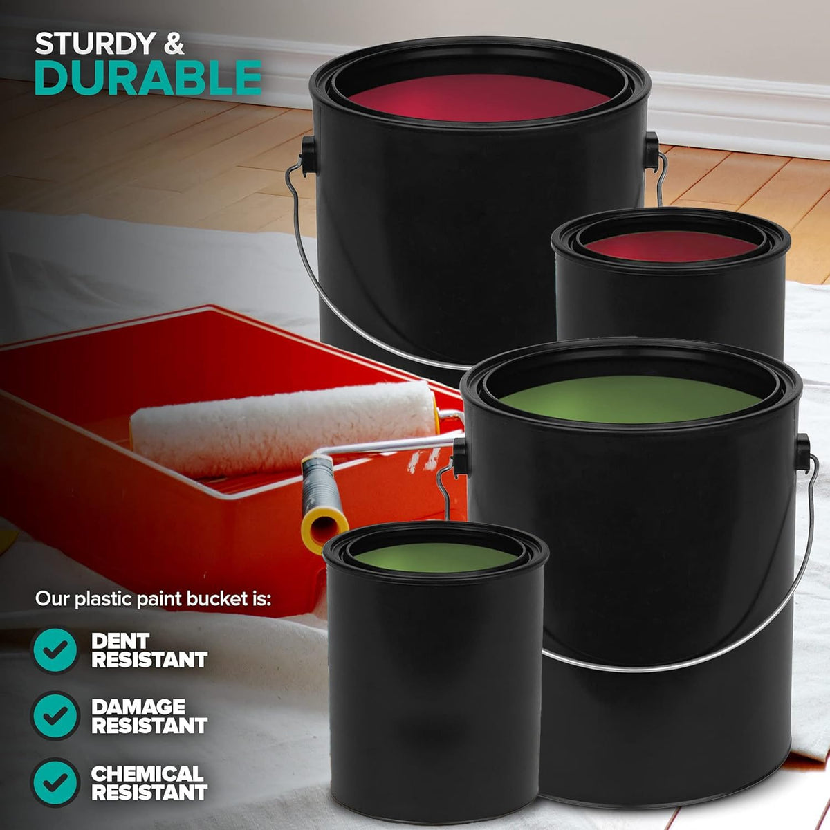 Stock Your Home USA-made recyclable plastic containers for paints and primers.