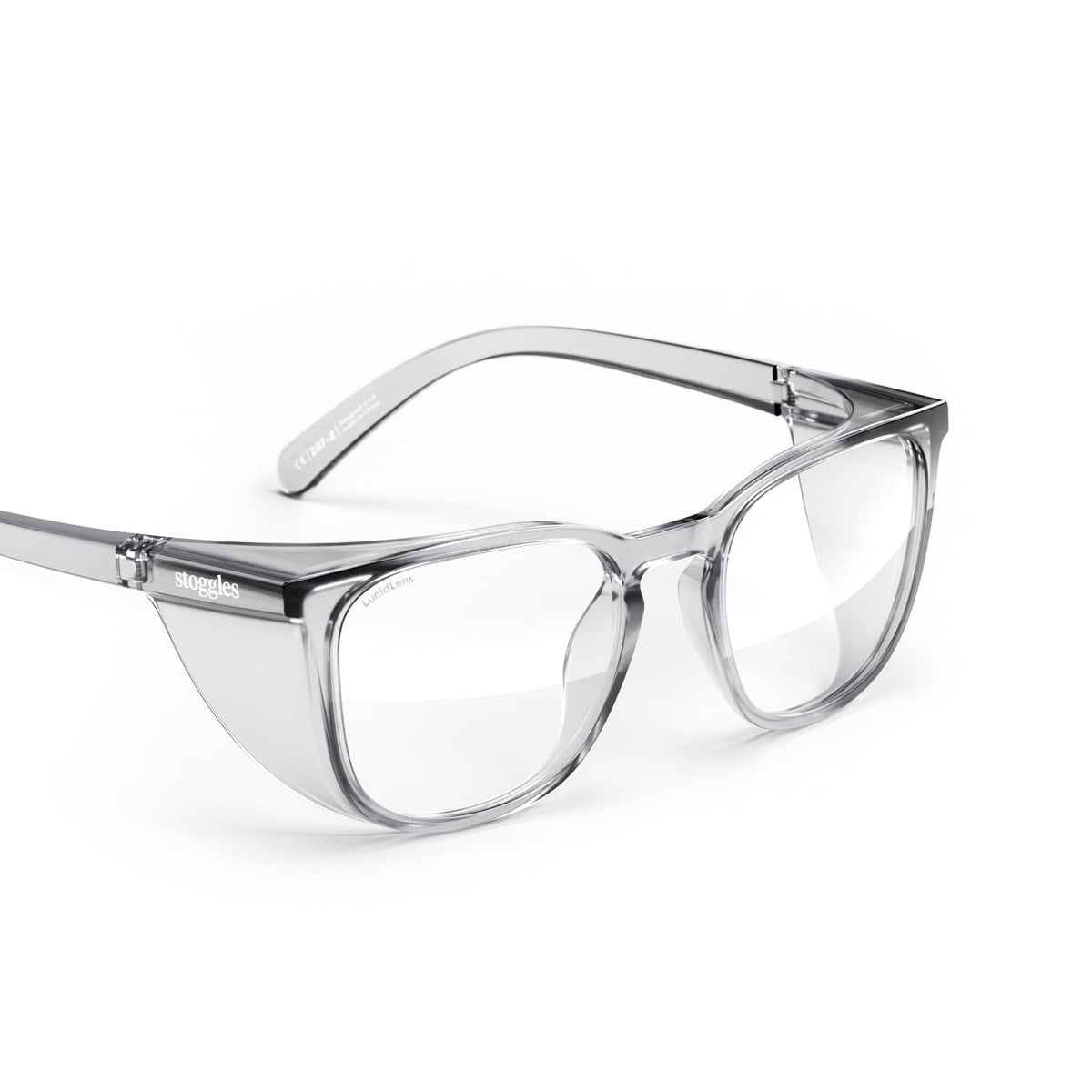 Stoggles Square front view with top shield for everyday eye protection.