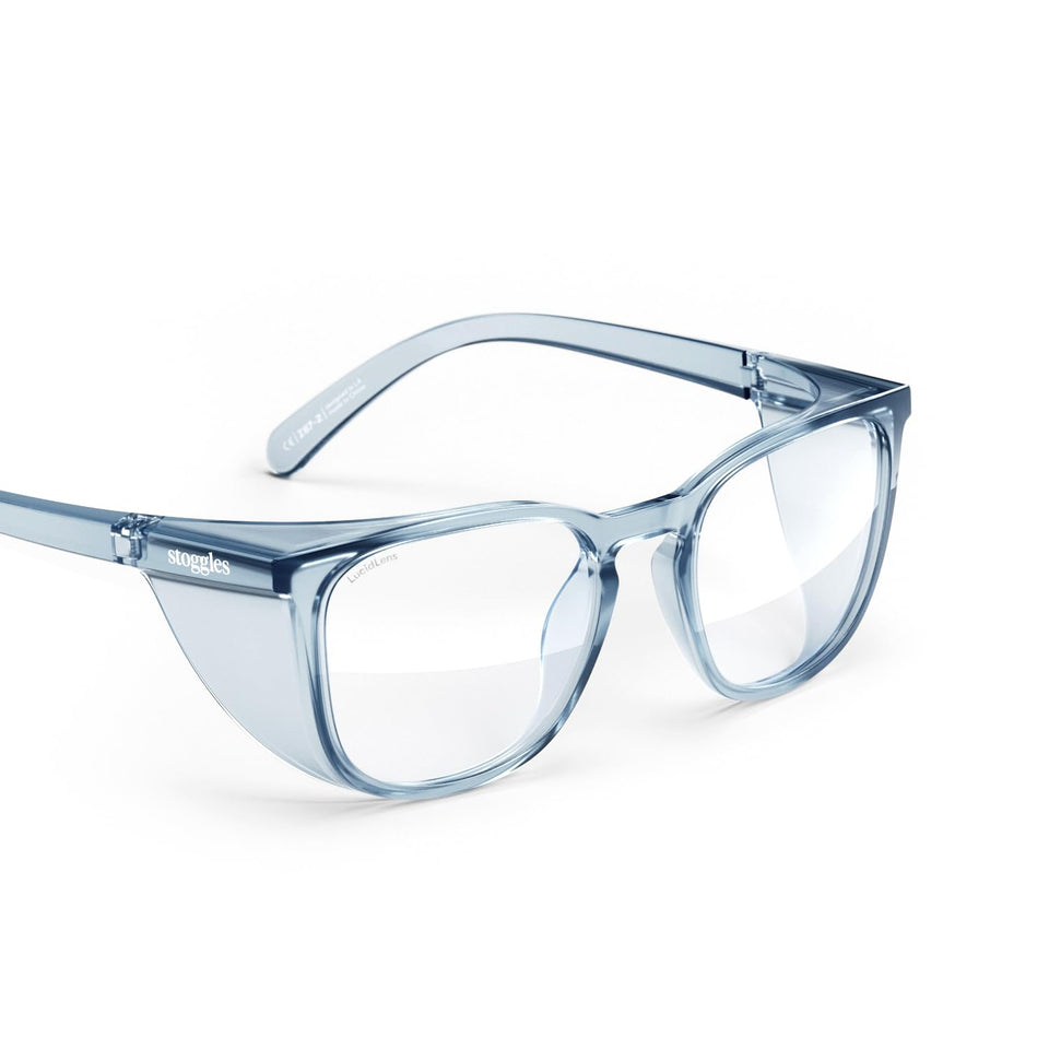Stoggles Square front view with top and side shields for full eye protection.