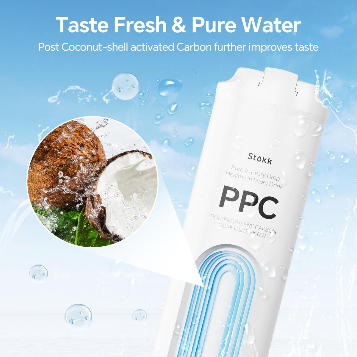 Stokk RS1-PPC filter pre-filter close-up highlights polypropylene protection.