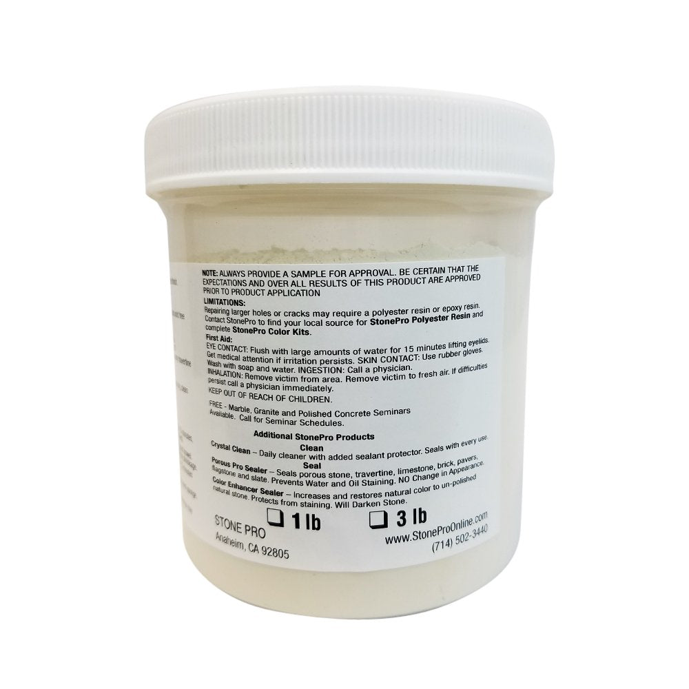 Stone Pro Traverfill dries to a matte finish for lasting travertine repairs