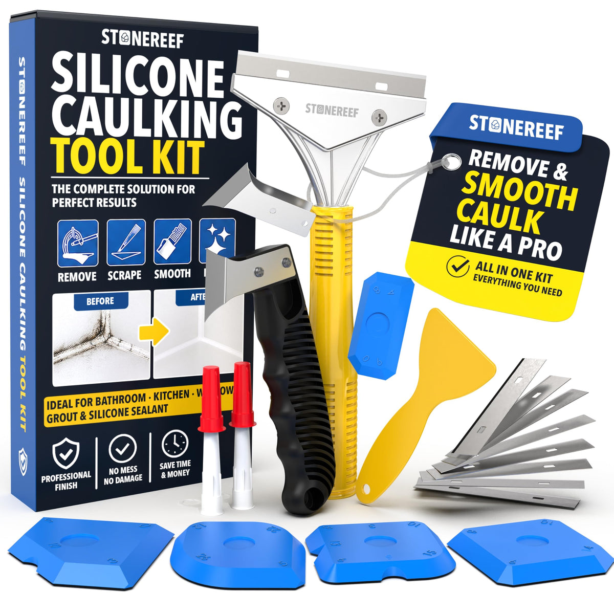 Stone Reef Caulk Tool silicone scraper for fast sealant removal