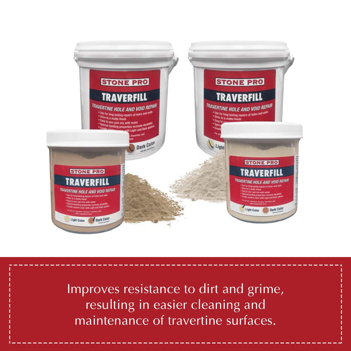 StonePro Traverfill filling a small hole on a travertine tile