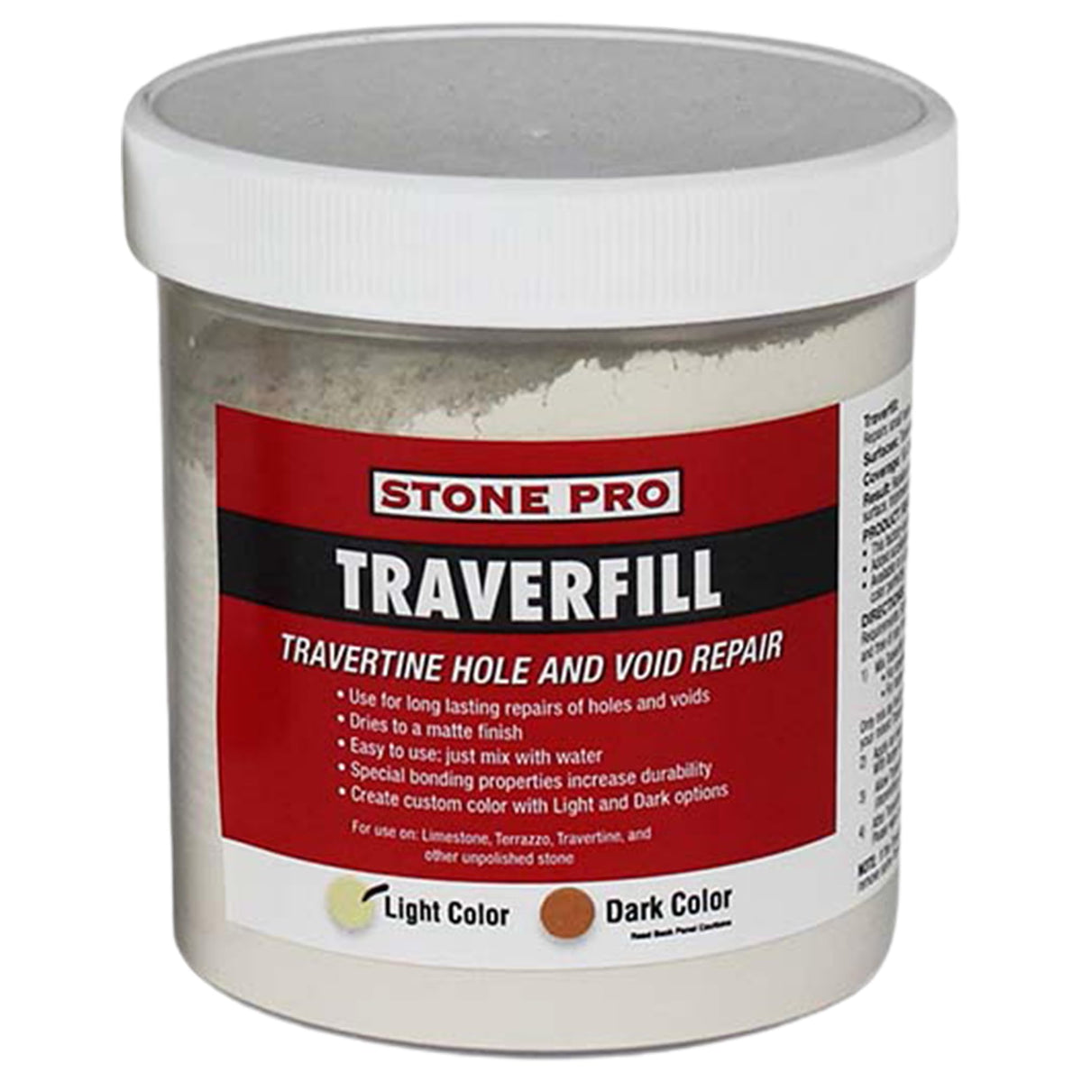 StonePro Traverfill ready-to-mix travertine repair paste for pits and holes