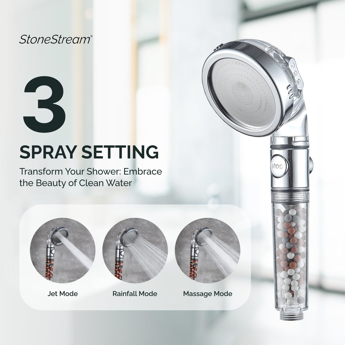 StoneStream Original EcoPower mode reduces water use