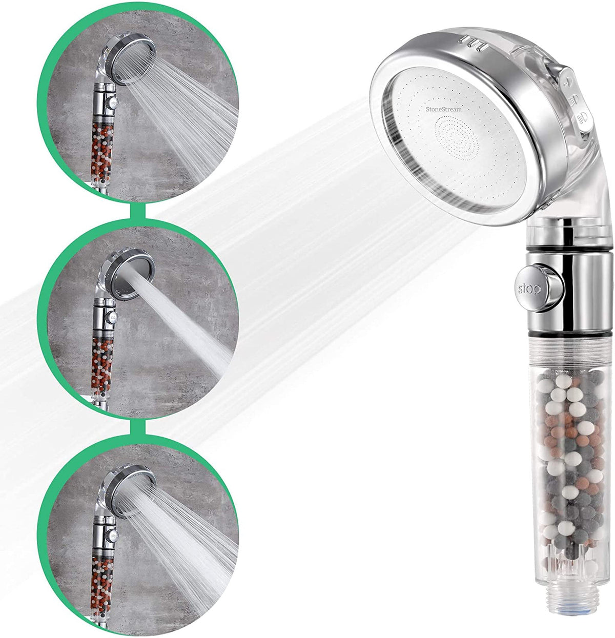 StoneStream Original shower head Rainfall spray for relaxing coverage