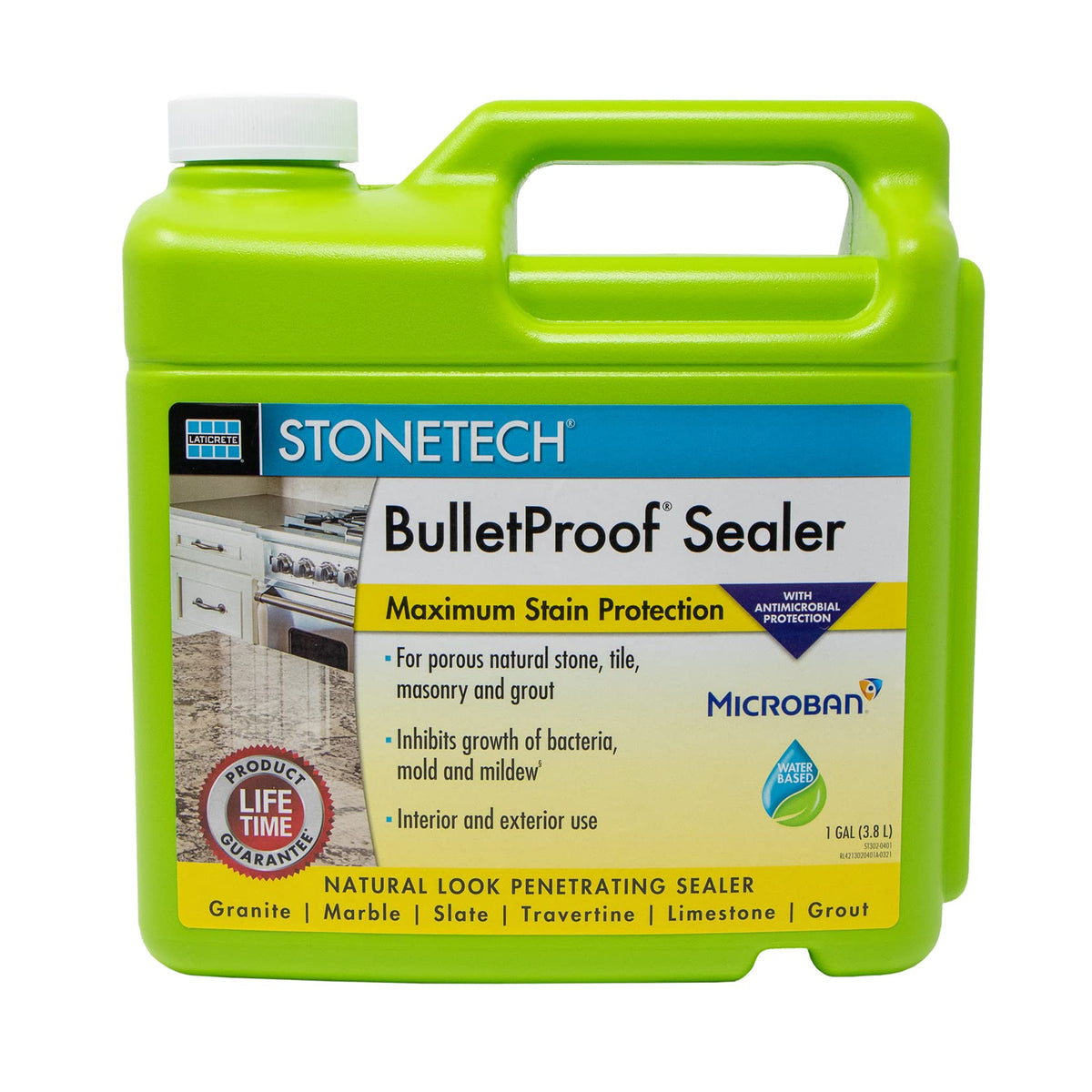 StoneTech BulletProof Sealer bottle for interior and exterior use with stain protection